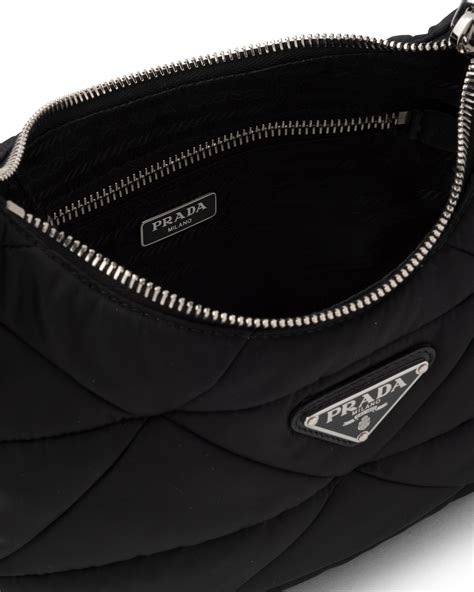 prada fabric handbag with leather trim|prada padded nylon shoulder bag.